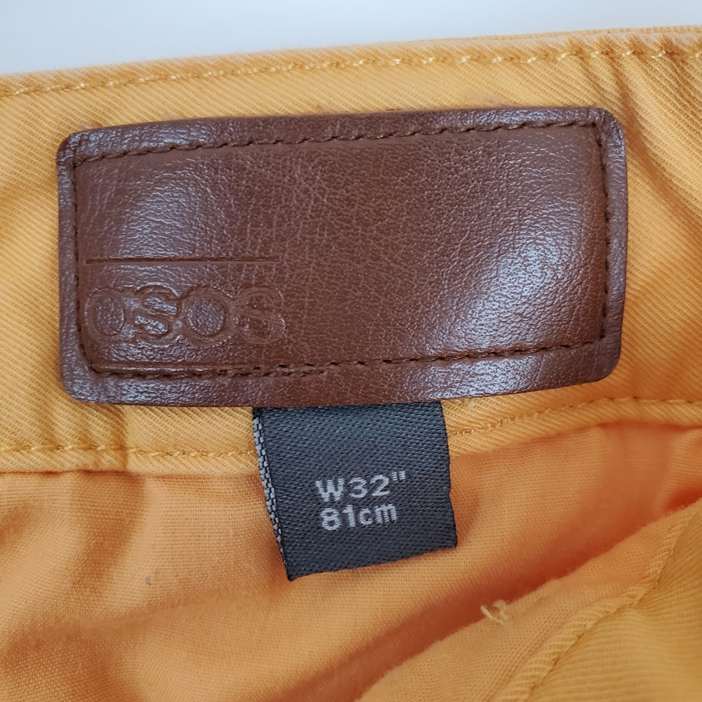 ASOS Yellow Chino Shorts Size 32 Mens Cotton Stretch - Picture 4 of 6
